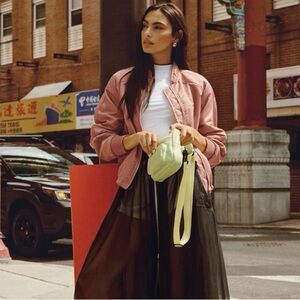 APLUS By Anthropologie '98 Bomber Jacket Pink Burlwood A+ Plus